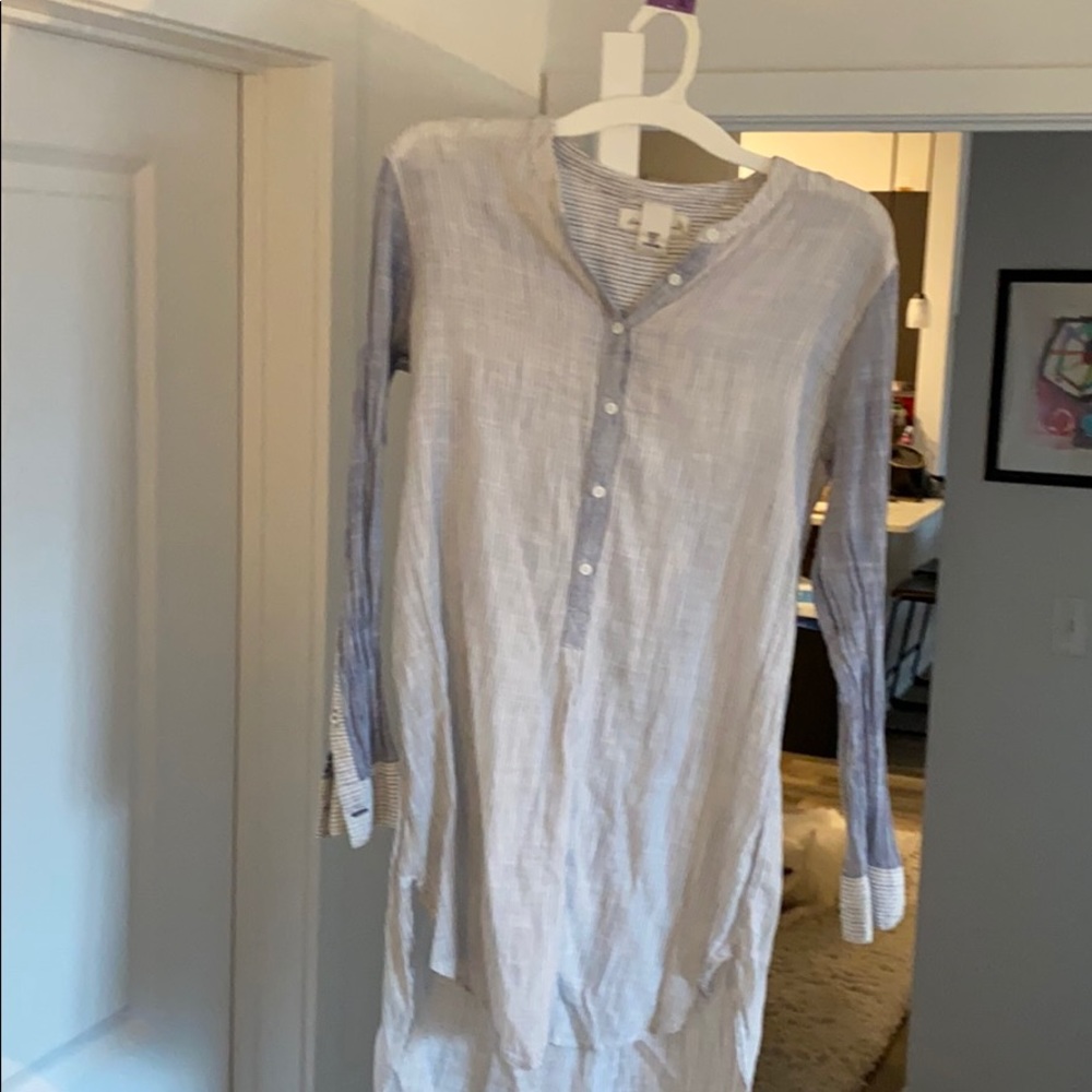 Blue Striped Long Sleeve Dress